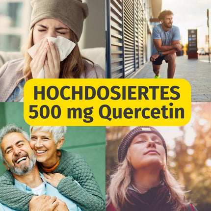 Quercetin High Dose - 180 capsules of 500 mg each, made in Germany with an extract content of 95% - 6-month supply - Pharmacy quality - Green Naturals®