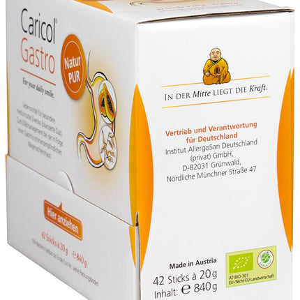Caricol Gastro | 100% natural product | Support for the gastric mucosa | With the power of papaya &amp; biotin | With papain | 42 sticks of 20 g each (840 g)