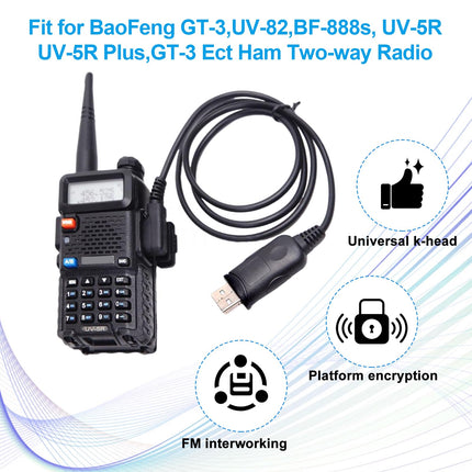 Greacesrio USB Programming Cable for Walkie Talkie with CD Driver Compatible with Bao-feng GT-3, UV-82, BF-888S, UV3R, UV9R, UV-5R, UV-5R Plus and GT-3, 1 Pack