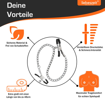 LIEBESZEIT© Nipple Clamps Nipples - NEW 2025 - Adjustable Nipple Clamps Nipple Clamps SM Fetish Sex Toys for Women Men Couples BDSM Toys Sex Toys Bondage Sex Toy Set Nipple Chain
