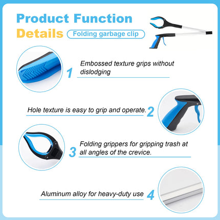 Korsaot Grabber for Seniors 82 cm – Foldable Reaching Aid with Magnet, Lightweight Grabber for Garbage Collection, Garden &amp; Household, Hand Gripper for Elderly People