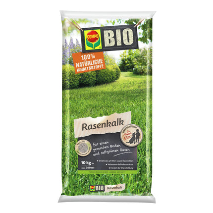 COMPO BIO Lawn Lime, To increase the pH of acidic soils, For 200 m², Fine Granules, 10 kg