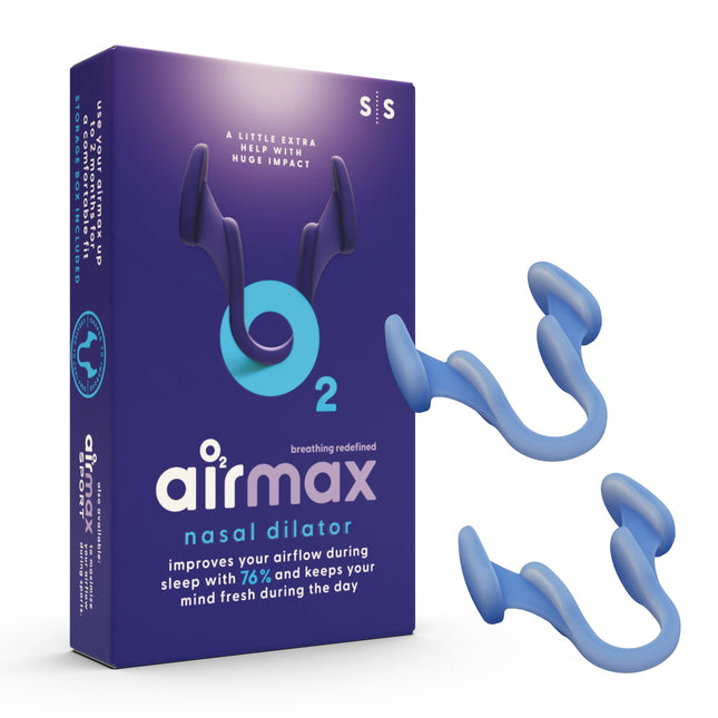 Airmax nasal dilator - snore stopper - 76% more air through the nose - anti-snoring nasal dilator - breathe better - sleep better - free nasal breathing - airflow dilator - two pieces small blue