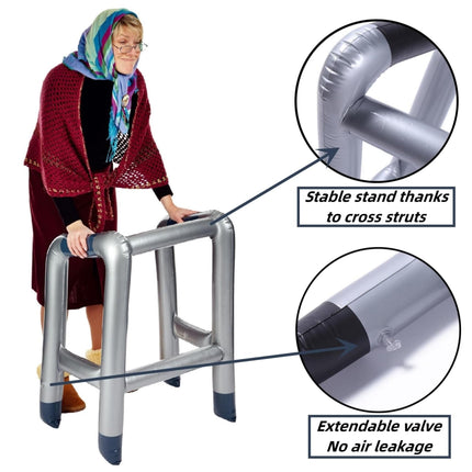 Inflatable rollator, inflatable walking stick, inflatable walking stick, inflatable walking aid the perfect set for your costume as grandma or grandpa for carnival or as a gag for birthday