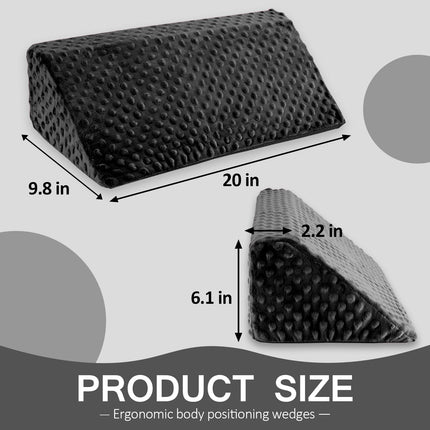 Jacobable Wedge Pillow for Side Sleeping, Body Positioning Foam Wedge Pillow, Side Wedge Pillow for Sleeping, Non-Slip Back Positioning Pillow for Bed Sore Wedge (Black)