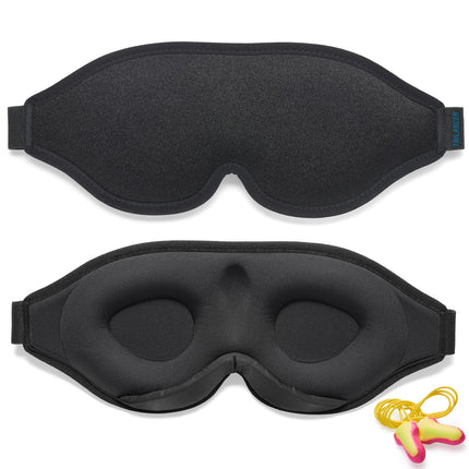 2025 Innovative Sleep Mask for Men and Women. 100% Light Blocking. Ergonomic, Adjustable Eye Mask with Earplugs. Sleep, Nap, Meditation, Travel, Comfortable Night's Rest (Black)