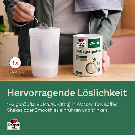 Doppelherz pure collagen powder - tasteless - easily soluble - no preservatives or flavorings - controlled raw material from pasture-fed farming - 200 g