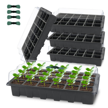 CNNIK 5 Pack Small Growing Greenhouse 120 Cells Grow Box Indoor Greenhouse Growing Set Plant Label and Tool Growing Tray Plants for Outdoor Indoor