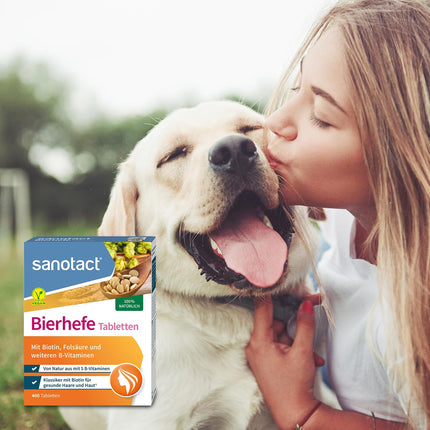 sanotact Brewer's Yeast Tablets (400 Tablets) • 100% natural brewer's yeast, vegan • With biotin for beautiful hair &amp; healthy skin • 6 B vitamins • Also suitable for dogs • Yeast tablets