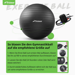 Trideer Thick Exercise Ball Pregnancy, Pezzi Ball, Anti-Burst Pilates Ball, 45-85 cm Seat Ball Office for Balance, Yoga as Small Fitness Equipment and Balance Chair in the Gym-Home Office