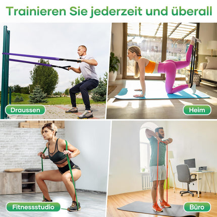 Fokky Fitness Bands Resistance Bands with 5 Levels, Resistance Bands with Door Anchor, 2*Handles, Exercise Instructions &amp; Carrying Bag, Gymnastic Band Pull-Up Band Fitness Band for Muscle Building, Yoga, Pilates Set of 5