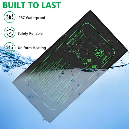 Aisny Seedling Heating Mat, 50W Indoor Greenhouse Heating Mat Thermostat Controller 68°F-86°F Reptiles Pets Heat Plate Amphibians Temperature Heating Pad Plant Mat Warmer, 25 x 52 cm