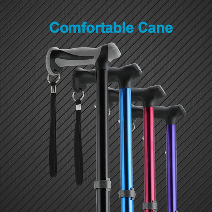 All Terrain Walking Stick - Foldable for Seniors &amp; Adults, Swivel Tip and Heavy-Duty Mobility Aid, Collapsible for Men &amp; Women (Black)