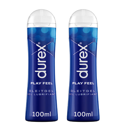 Durex Play Feel Lubricant - pH-friendly water-based lubricant for women, condom-compatible, suitable for vaginal or solo sex 200ml (2 x 100ml)