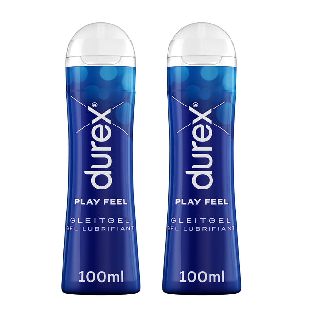 Durex Play Feel Lubricant - pH-friendly water-based lubricant for women, condom-compatible, suitable for vaginal or solo sex 200ml (2 x 100ml)