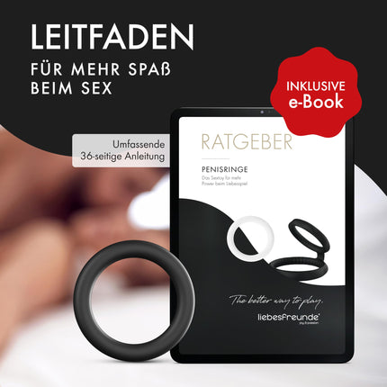 Liebesfreunde® Deluxe Cock Ring Set - 6 stretchy cock rings for harder erections, penis and testicle rings for men - Perfect fit, sex toy for couples, black