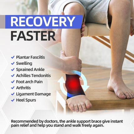2 Pack Ankle Brace, Professional Ankle Support for Women/Men Compression Socks Foot Brace for Plantar Fasciitis, Arthritis, Sprained Ankles, Achilles Tendon, Joint Pain, Sports