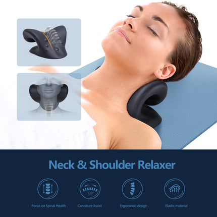 Cozyhealth Neck and Shoulder Massager, Neck Stretcher for Neck Pain Relief, Neck Stretcher Chiropractic Pillow for Cervical Spine Relaxation Pillow Neck (Black)