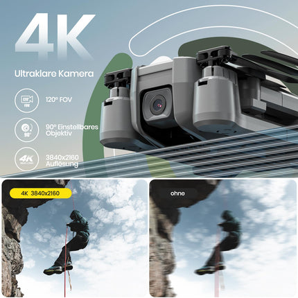 Holy Stone HS440D GPS Drone with 4K Camera for Beginners, 1 Battery for 20 Min. Flight Time, Follow Me, Auto Return, 5G FPV Transmission, RC Foldable Drone Complete Set under 249g Professional for Adults, C0