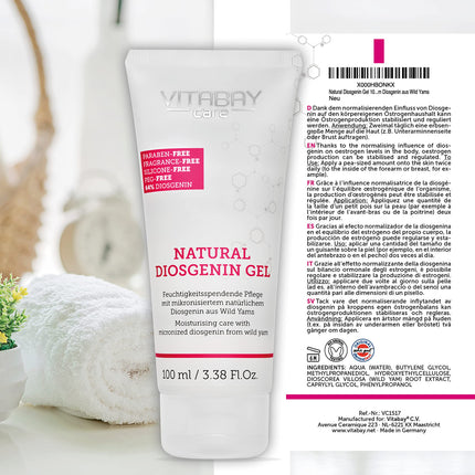 Vitabay Natural Diosgenin Cream with Yam Root 100ml - 80% Yam Root Cream &amp; 64% Diosgenin - wild Yams - vegan &amp; organic