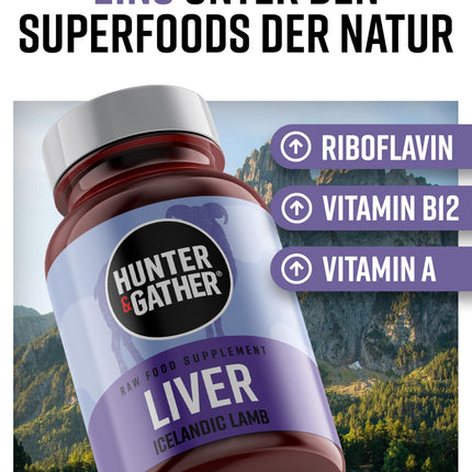 Hunter &amp; Gather Lamb Liver 90 Capsules | Nutritional supplement made from free-range, grass-fed Icelandic lamb | 100% raw freeze-dried lamb liver | No GM feed, antibiotics, or hormones