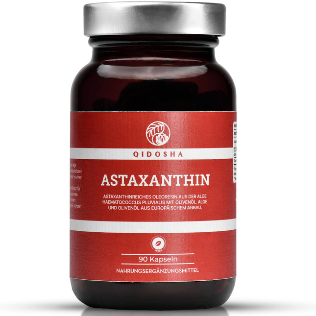QIDOSHA® Astaxanthin 12 mg from EU raw materials &amp; olive oil, 90 pcs/jar, 12 mg high-dose astaxanthin per capsule, liquid astaxanthin high-dose from Portuguese algae cultivation