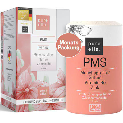 Pure Ella Vital Nutrient Complex for Women - Contains chasteberry, lady's mantle, saffron, vitamin C, B6 &amp; zinc - For the period before menstruation - Natural, hormone-free, vegan - 60 Capsules