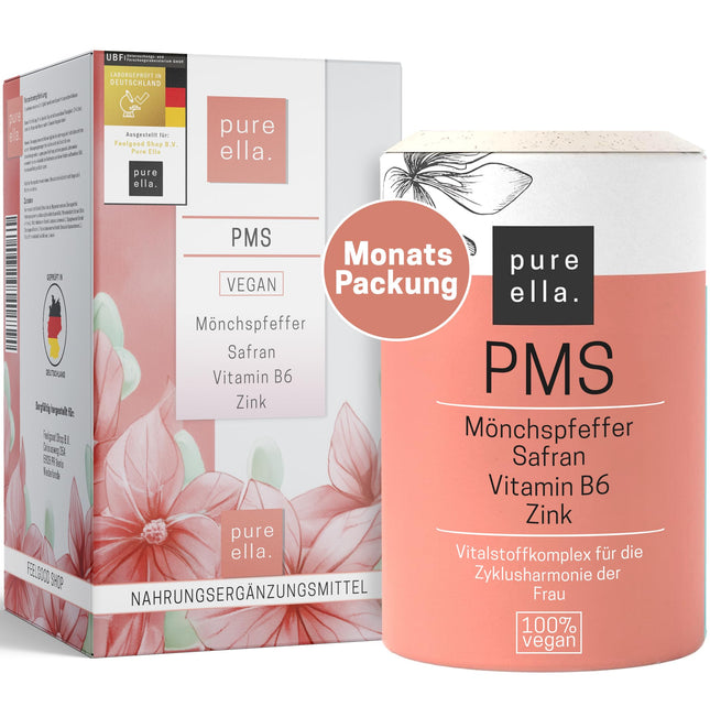 Pure Ella Vital Nutrient Complex for Women - Contains chasteberry, lady's mantle, saffron, vitamin C, B6 &amp; zinc - For the period before menstruation - Natural, hormone-free, vegan - 60 Capsules
