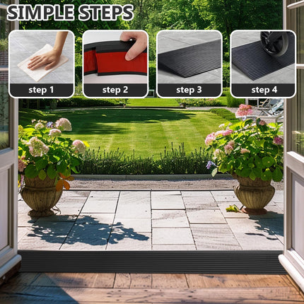 Door threshold ramp, 900 x 80 x (10-30) mm rubber ramp, black wheelchair ramp load 800 kg for wheelchairs, strollers, walkers or e-scooters (2.5 cm height)