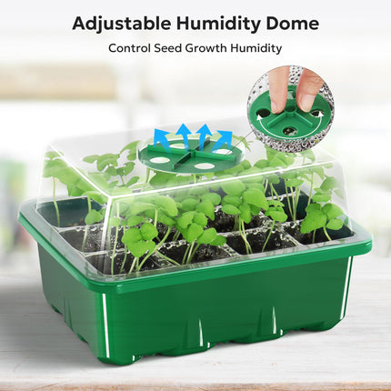 MIXC Indoor Greenhouse Propagator 10 Pieces 120 Cells Mini Greenhouse Small Growing Set Growing Tray with Ventilation and Shatter-Proof Lid for Seedling Plant, Green