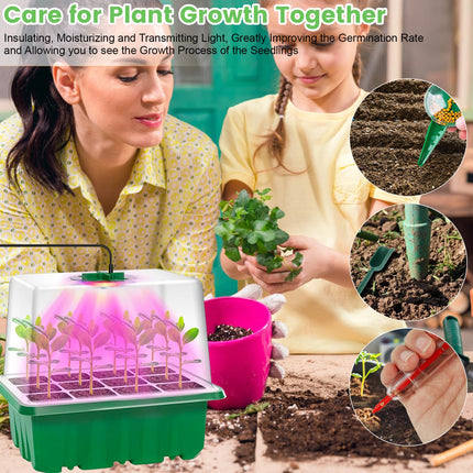 UCAMP Indoor Greenhouse Propagator, Trays Greenhouse Propagation Tray, Mini Greenhouse Propagation Set with Raised Lid, Seedling Starter Trays with Lid Ventilation for Seedling Plant