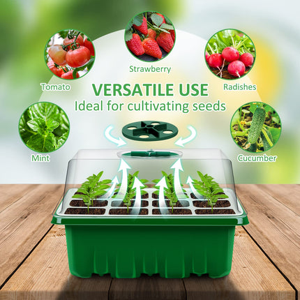 YAUNGEL Indoor Greenhouse Propagator, 6 Pack 72 Cells Mini Greenhouse Propagation Set Seedling Starter Trays Greenhouse Propagation Tray with Lid and Ventilation for Seedling Plant, Green
