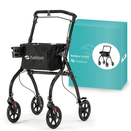 Helavo narrow rollator for apartments - 53 cm wide rollator for apartments - Indoor rollator with tray and transport basket