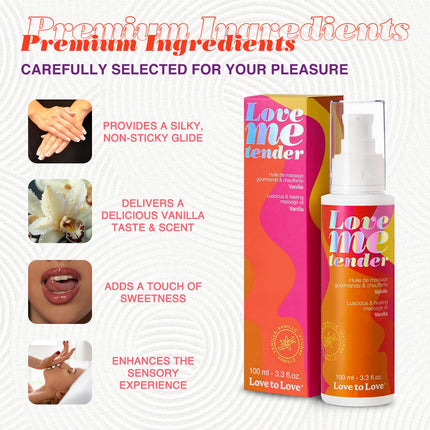 LOVE TO LOVE Love Me Tender, Indulgent and Warming Massage Oil, Vanilla, 100ml