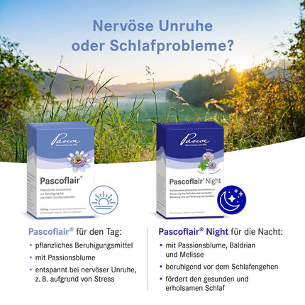 Pascoflair: 90 tablets - herbal sedative - for nervous restlessness, e.g., due to stress - 425 mg concentrated extract per tablet corresponds to 4250-6375 mg passionflower (daily dose)