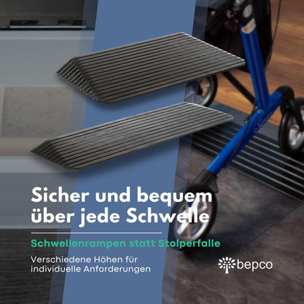 Bepco wheelchair ramp - door edge ramp - threshold ramp - rubber curb ramp - access ramp - door threshold ramp (10.3 x 90 x 61 cm)
