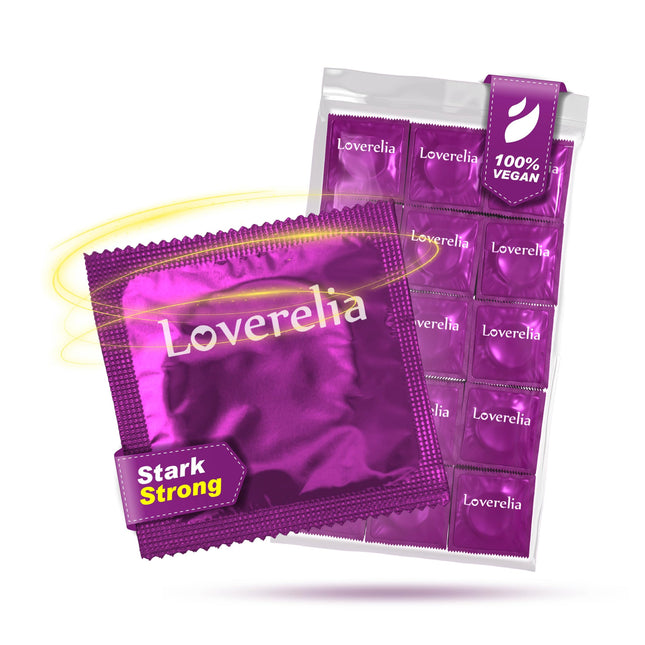 Loverelia Strong Condoms - 50 Pieces - Extra Strong - Condoms with Extra Thick Walls - Natural Rubber Latex - Vegan