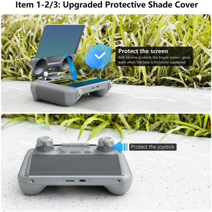 FPVtosky Mini 4 pro RC 2 Magnetic Sunshade I Joystick Protector I Screen Protector - 3 in 1 RC-2 Remote Control Accessory for DJI Mini 4 Pro/Air 3/Flip, Full Shading (RC-2 Sunshade Set)