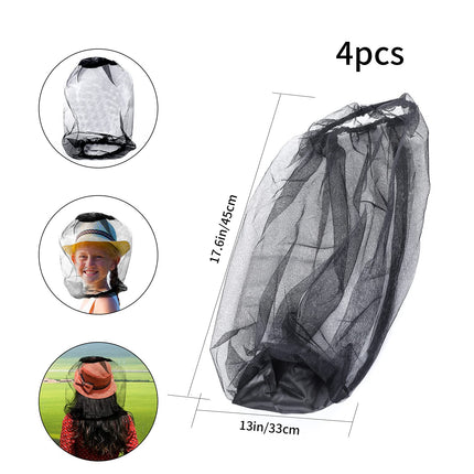 4 pieces mosquito net head, mosquito net for hat mosquito head net, mosquito head net head protection net for outdoor hiking camping beekeeping fishing mosquito fly insect protection