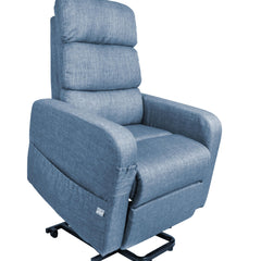 PEPE Mobility - Electric TV chair with stand-up aid, senior chair, TV chair with motor, linen fabric, blue