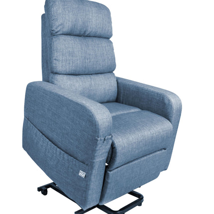 PEPE Mobility - Electric TV chair with stand-up aid, senior chair, TV chair with motor, linen fabric, blue