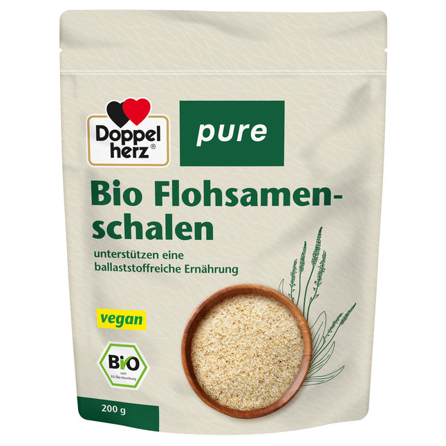 Doppelherz pure organic psyllium husks – tasteless – to support natural digestion and intestinal health – 200 g
