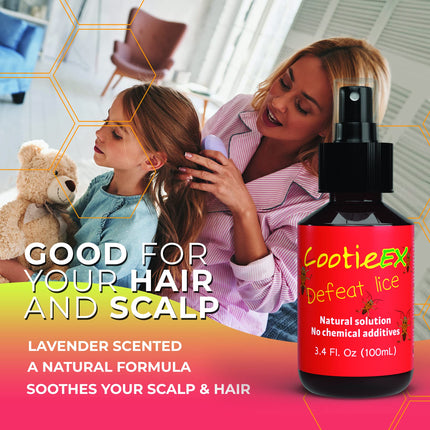 Anti-lice repellent spray by COOTIEEX | 100ml natural repellent spray against head lice without DEET | Repel lice with the power of nature | Head lice &amp; nit comb alternative