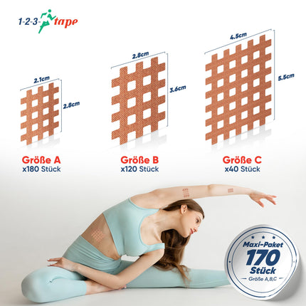 Grid Tape Type C – 40 Grid Plasters, High-quality Acupuncture Plaster – Cross Tape Pain Points or as Scar Plaster, Self-adhesive and Versatile