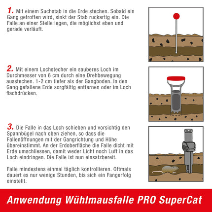 SWISSINNO Vole Trap PRO SuperCat | Efficient snap trap against field mice and voles, patented trigger mechanism, easy to set up, safe and reusable | 1x trap