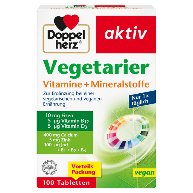 Doppelherz Vegetarian Vitamins + Minerals - Balanced nutrients for vegetarians and vegans - 100 vegan tablets