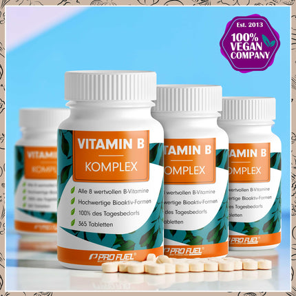 Vitamin B complex 365 tablets - B complex with B12 - all 8 B vitamins (B1, B2, B3, B5, B6, B7, B9, B12) + co-factors choline &amp; myo-inositol, laboratory tested with certificate, vegan