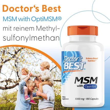 Doctor's Best, MSM with OptiMSM, 180 Capsules, 3000mg MSM per dose, Gluten-free, GMO-free, Tasteless