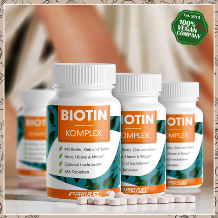 Biotin high-dose 10,000 mcg - 365 Biotin tablets with zinc &amp; selenium - High-quality complex for hair growth, skin &amp; nails - Laboratory-tested with certificate - 100% vegan - 1-year supply pack