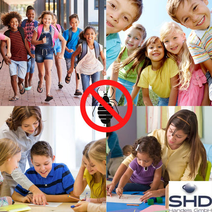 SHD Anti-Lice Hair Ties for Head Lice - VALUE SET of 20, Black, Green, Red, Pink and Purple - Lice Protection 100% Natural - Safe, Healthy and Effective, Helps Protect Against Lice
